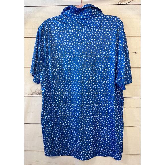 Izod Golf Performace Polo Size XL Blue With White Tropical Print - Picture 2 of 5